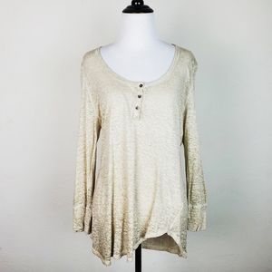 Joie Henley Top Asymmetrical Hem Burn Out Linen Beige Neutral Boho Minimalist